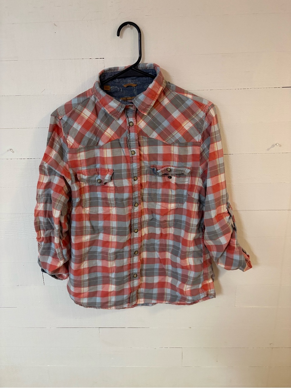 Jachs Girlfriend Plaid Western Snap Button Shirt Womens Medium